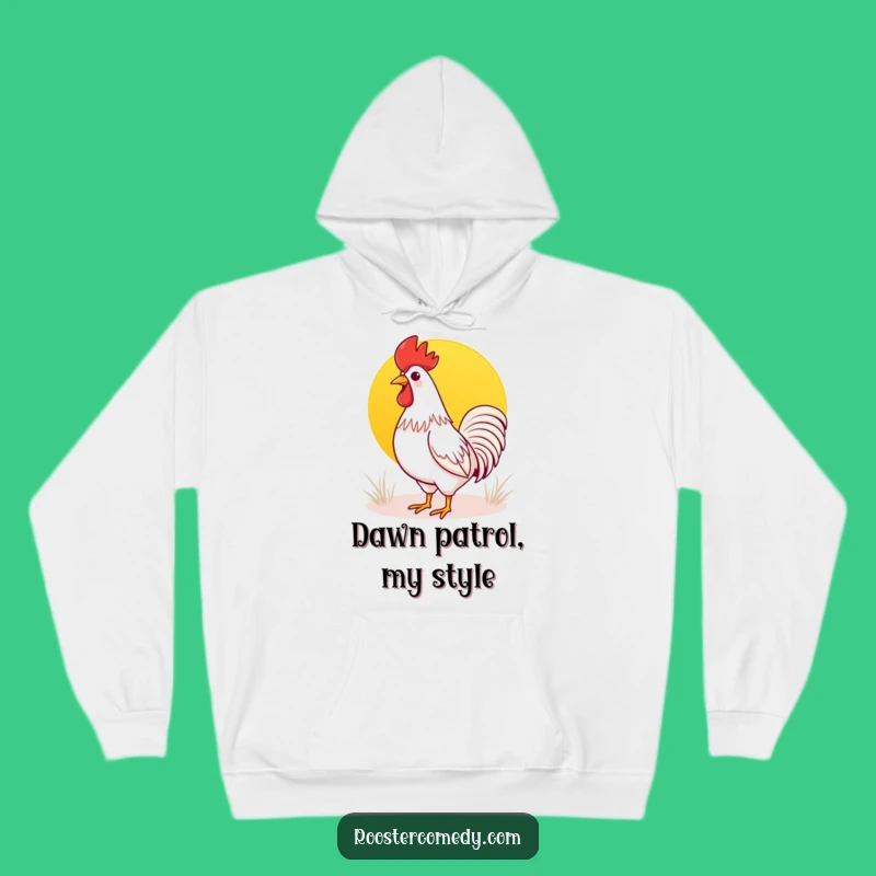 Cozy Kawaii Rooster Sunrise Hoodie: Warm & Funny Morning Apparel