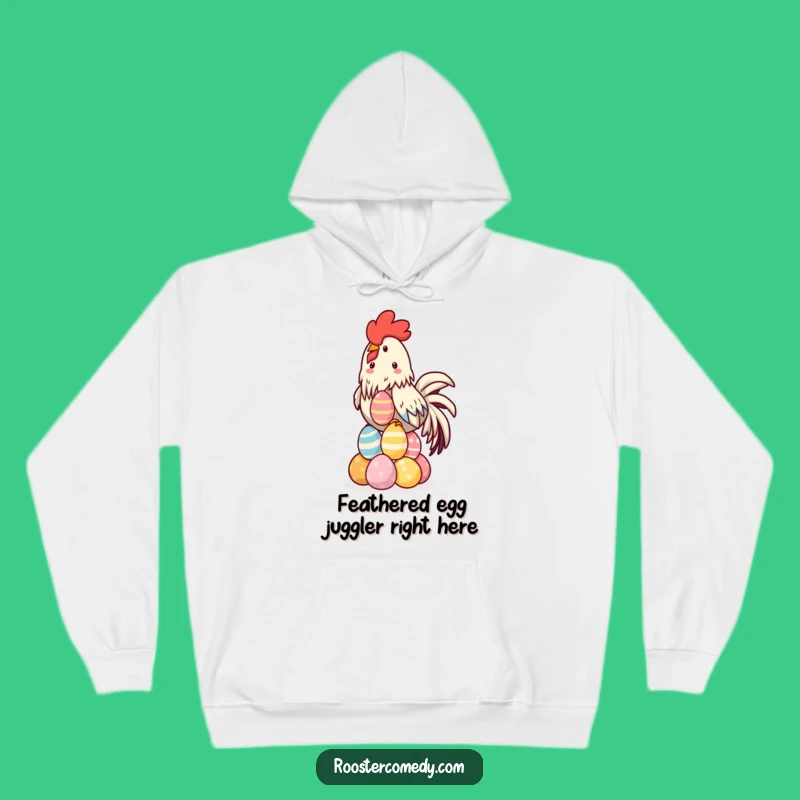Funny Kawaii Rooster Hoodie - Cozy Egg Balancing Warmth & Humor