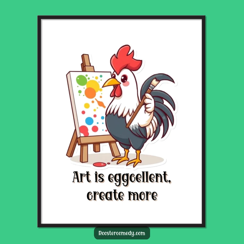 Funny Free Printable Wall Art: Rooster's Colorful Canvas - Downloadable Decor!