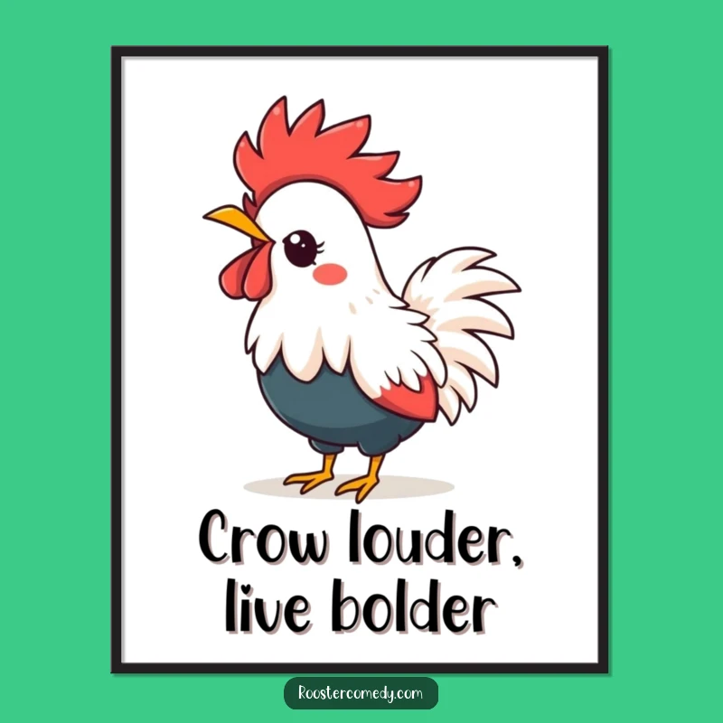 Free Printable Wall Art: Kawaii Rooster, Funny Downloadable Art Gift
