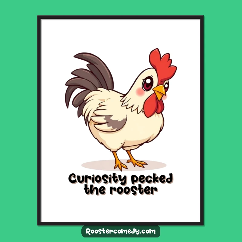 Free Printable Wall Art: Curious Pecking Rooster - Funny Downloadable Charm