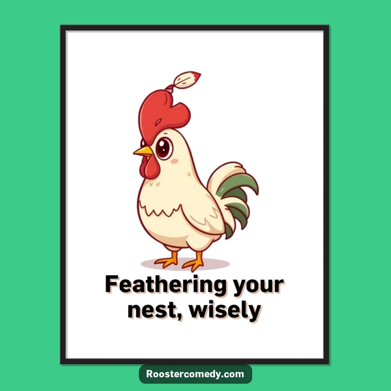 Funny Free Printable Rooster Wall Art: Surprise Feather Downloadable Decor