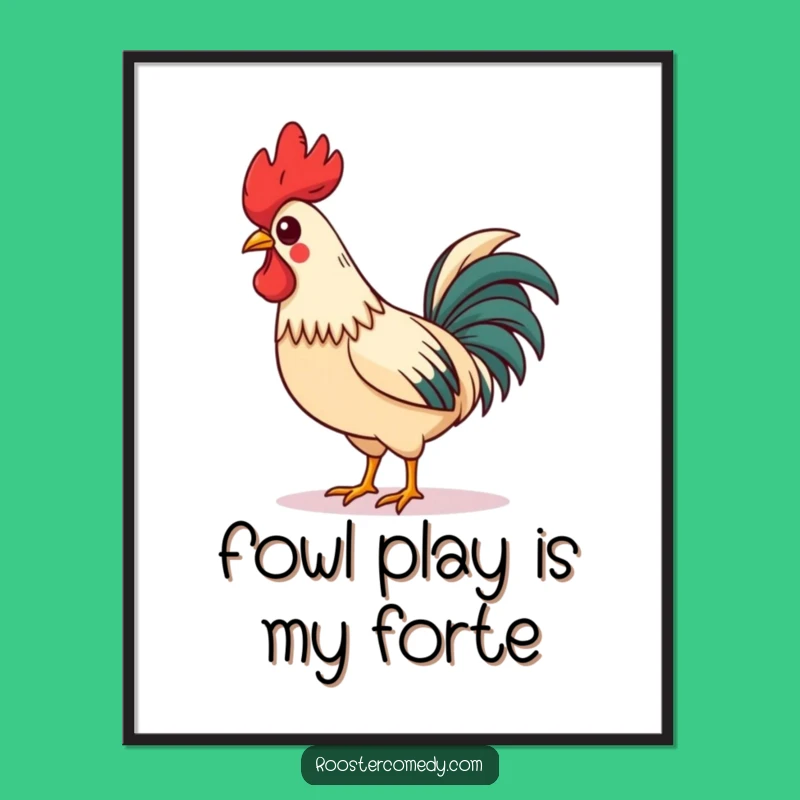 Funny Free Printable Wall Art: Strutting Rooster Whistling, Hilarious Downloadable Decor