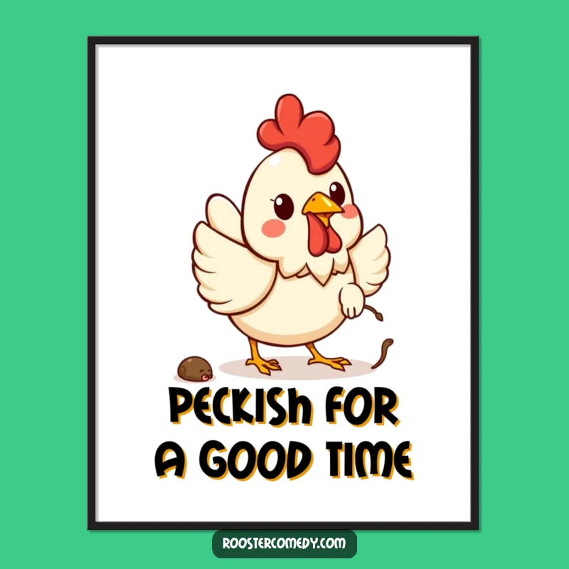 Free Printable Kawaii Rooster Wall Art: Funny Worm Chase Downloadable Decor