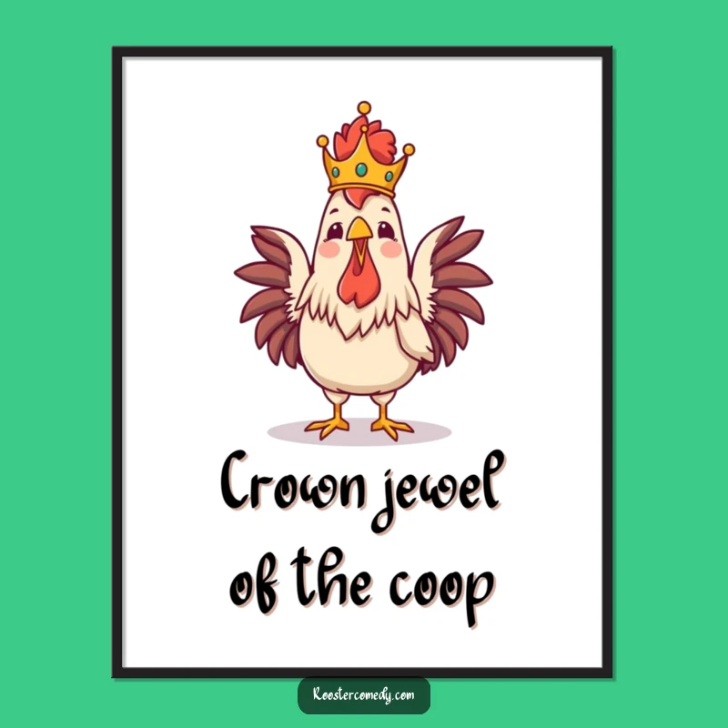 Free Printable Royal Rooster Wall Art: Crowned with Comedy for a Regal Room