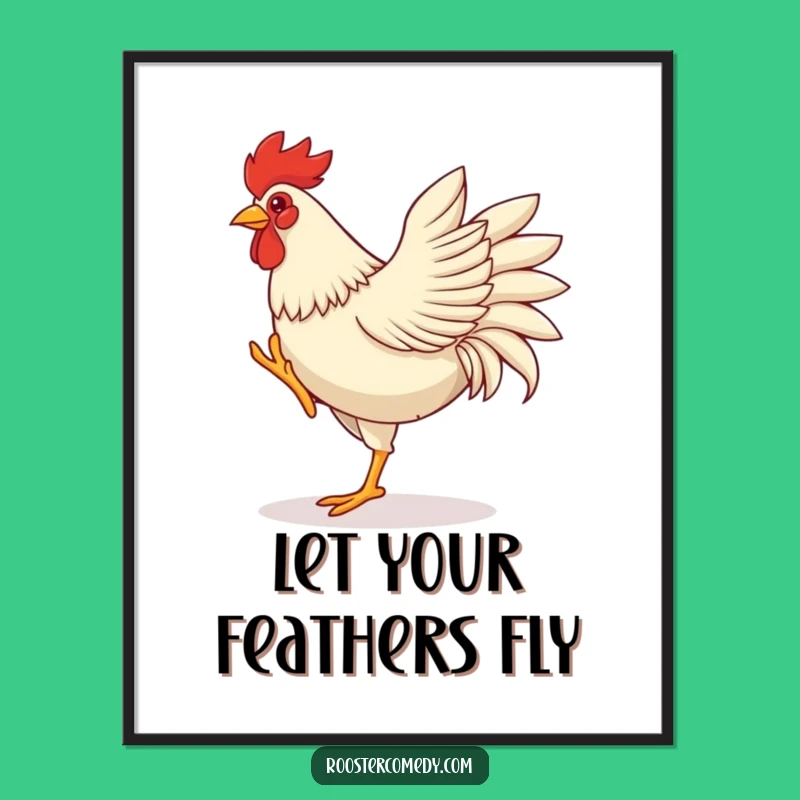 Free Printable Wall Art: Dancing Rooster Fun - Funny Bird Downloadable Art