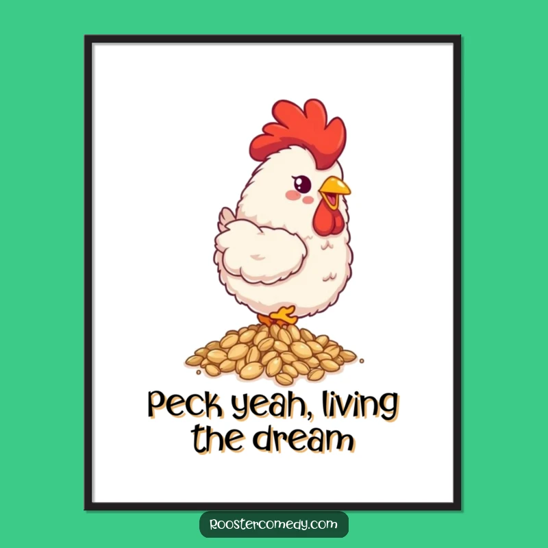 Free Printable Wall Art: Fluffy Rooster's Happy Seed Feast!