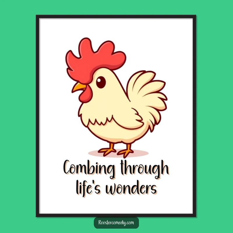 Free Printable Wall Art: Funny Kawaii Rooster Comb Curious Downloadable Art