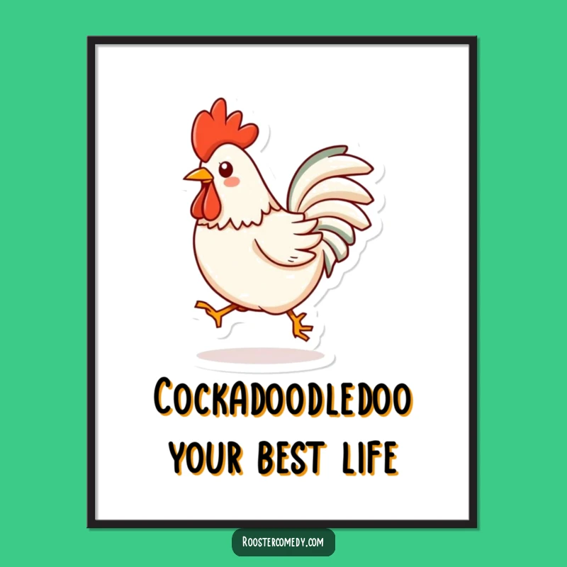 Free Printable Wall Art: Funny Kawaii Rooster Hop Downloadable Art Home Decor