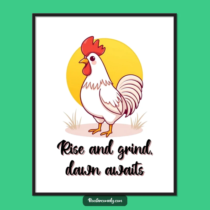 Free Printable Wall Art: Kawaii Rooster Sunrise Art Funny Downloadable Decor