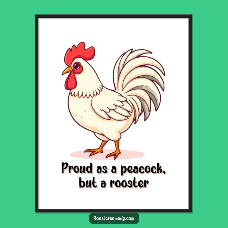 Free Printable Wall Art: Proud Kawaii Rooster Art Funny Downloadable Decor