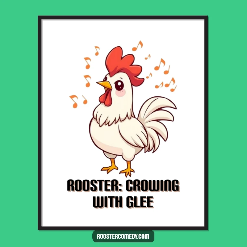 Free Printable Wall Art: Singing Rooster With Music Notes - Whimsical Sound Art