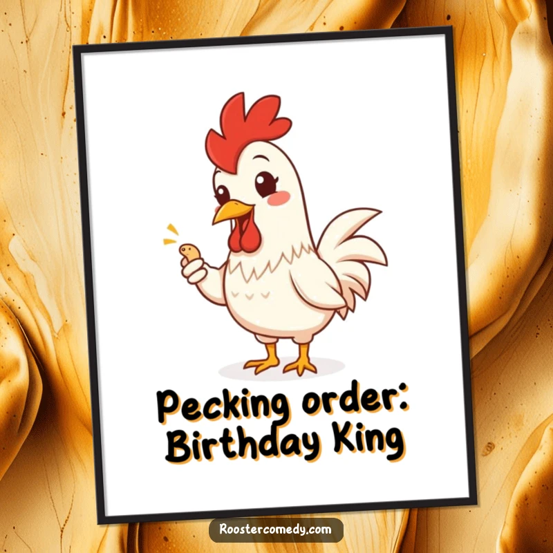 Funny Free Printable Wall Art: Cheerful rooster grins, offering a tiny worm with a flourish, a humorous piece of downloadable art.