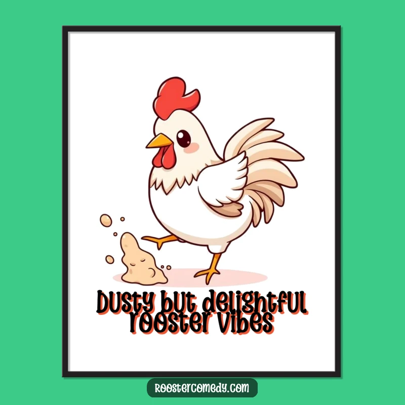 Funny Printable Wall Art: Playful Kawaii Rooster Dust - Free Downloadable Decor Gift