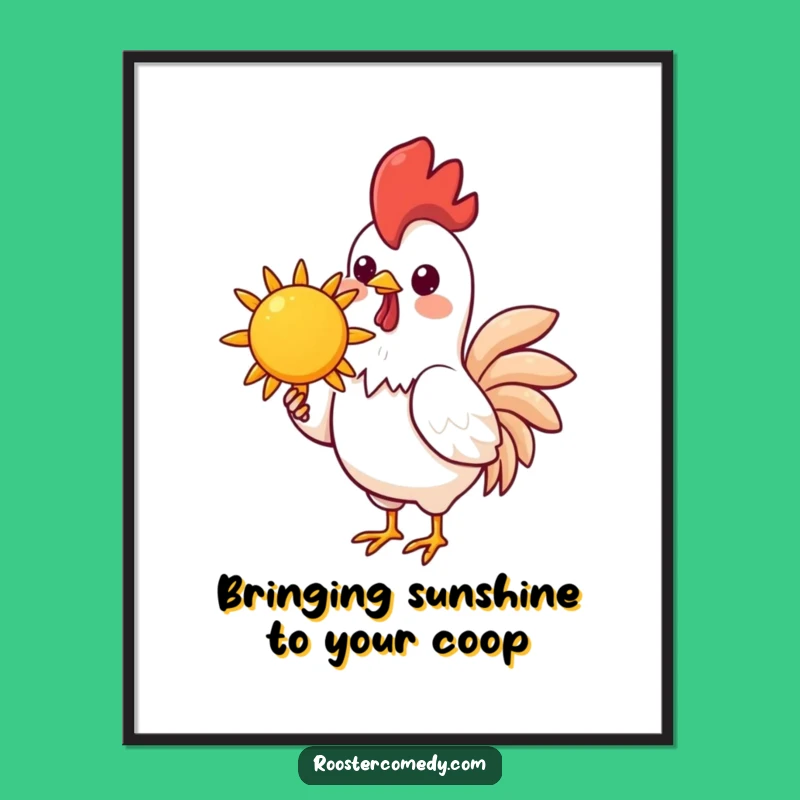 Funny Printable Wall Art: Sunny Kawaii Rooster - Free Downloadable Decor Gift