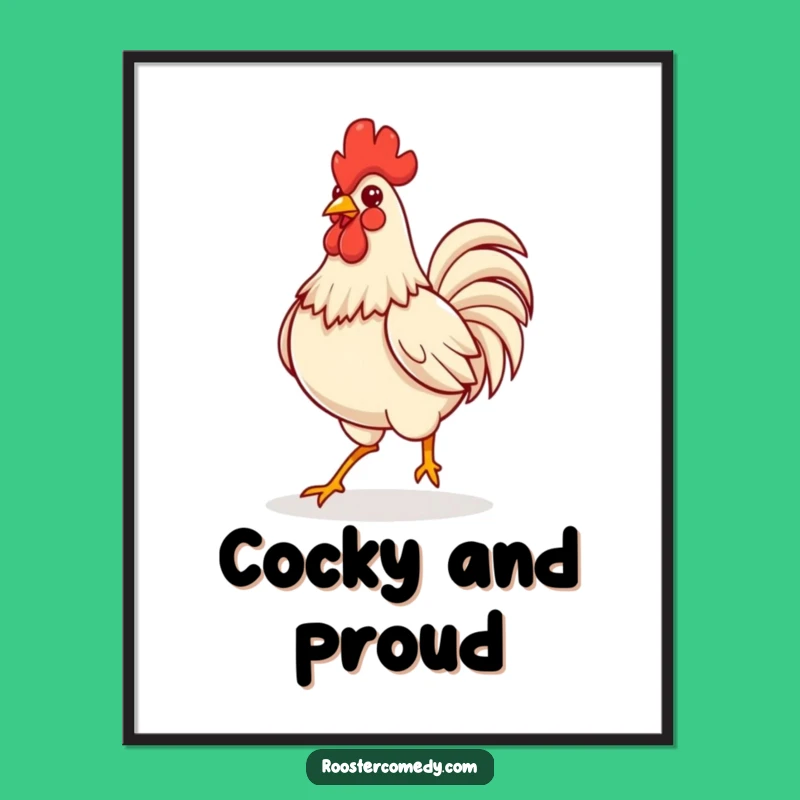 Kawaii Rooster Art Free Printable: Confident Strut Downloadable Decor