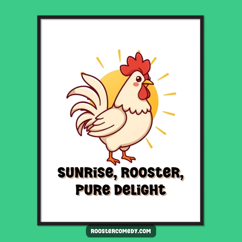 Kawaii Rooster Art Free Printable: Crowing Sun Downloadable Decor
