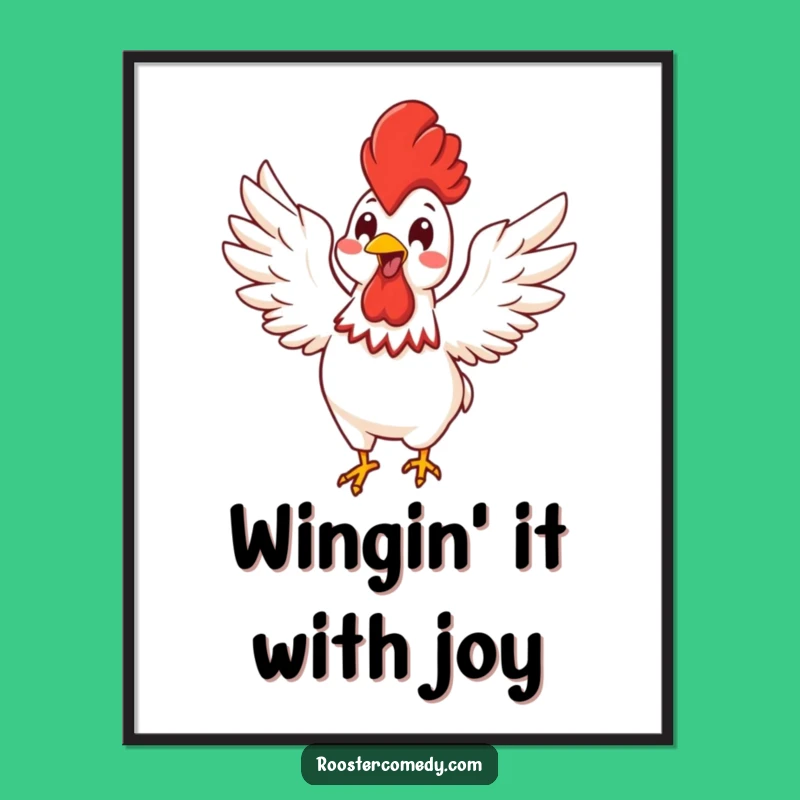 Kawaii Rooster Art Free Printable: Energetic Wings Downloadable Decor