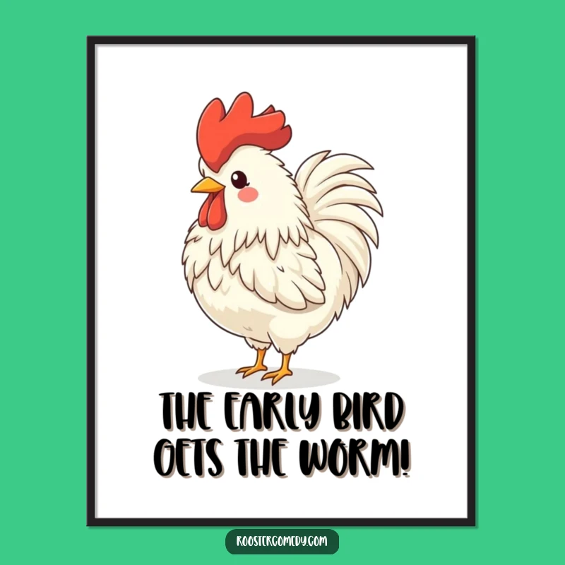 Free Printable Wall Art: Gleeful Rooster Crowing, Whimsical Downloadable Decor