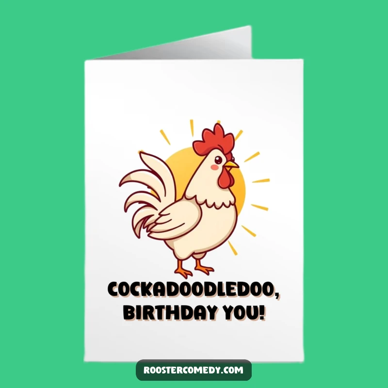 Kawaii Rooster Birthday Card Free Printable: Crowing Sun Downloadable