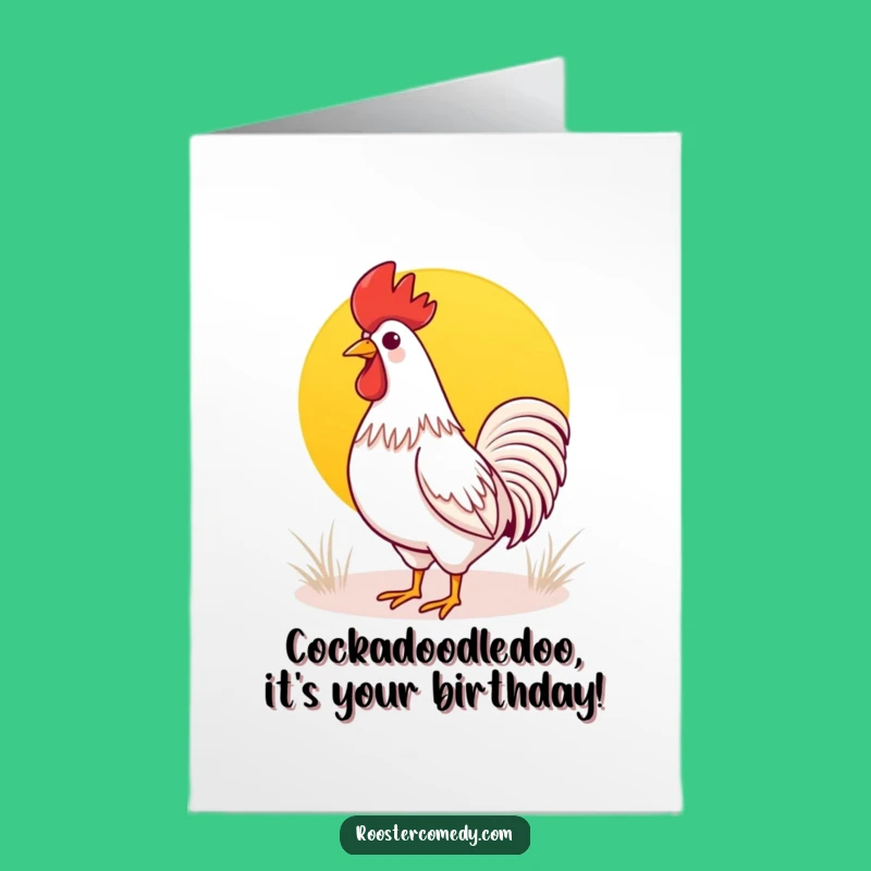 Free Printable Birthday Card: Kawaii Rooster Sunrise Funny Downloadable Gift