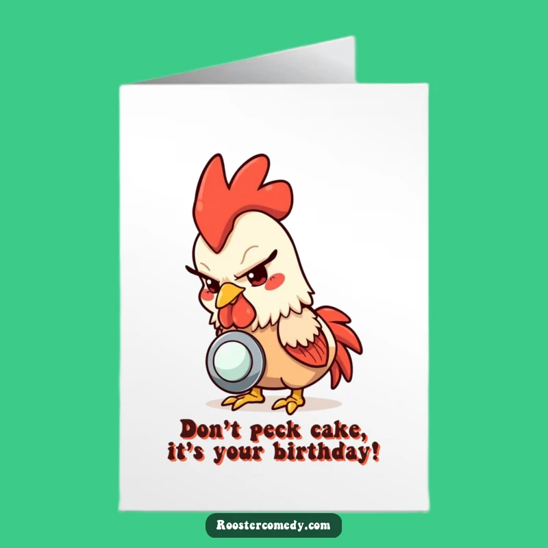 Free Printable Birthday Card: Mischievous Rooster Pecking, Funny Downloadable Gift