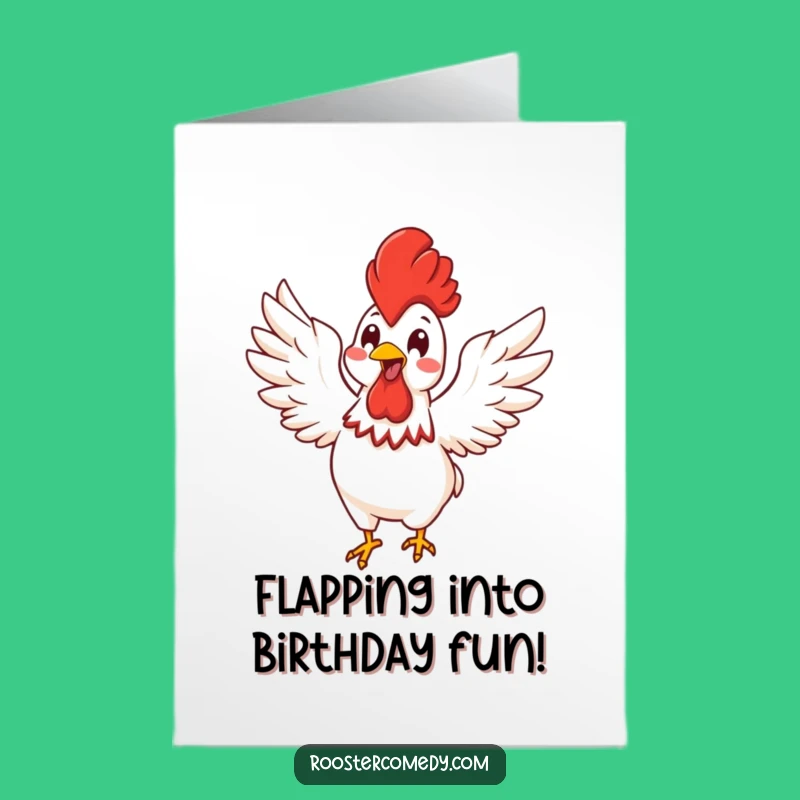 Energetic Rooster Birthday Card Free Printable: Flapping Wings Fun