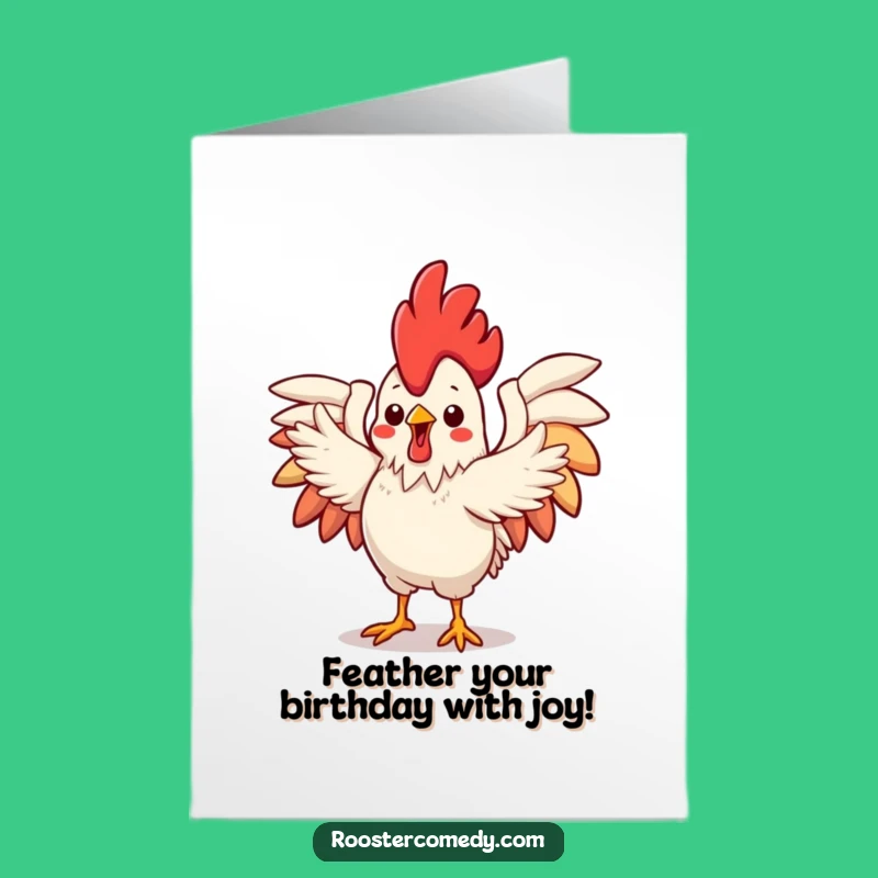 Free Printable Birthday Card: Dancing Kawaii Rooster, Fun Downloadable Gift Surprise