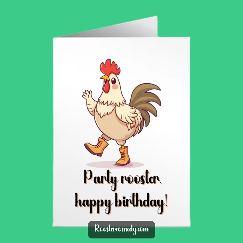 Free Printable Birthday Card: Dancing Rooster, Hilarious Downloadable Gift for Fun
