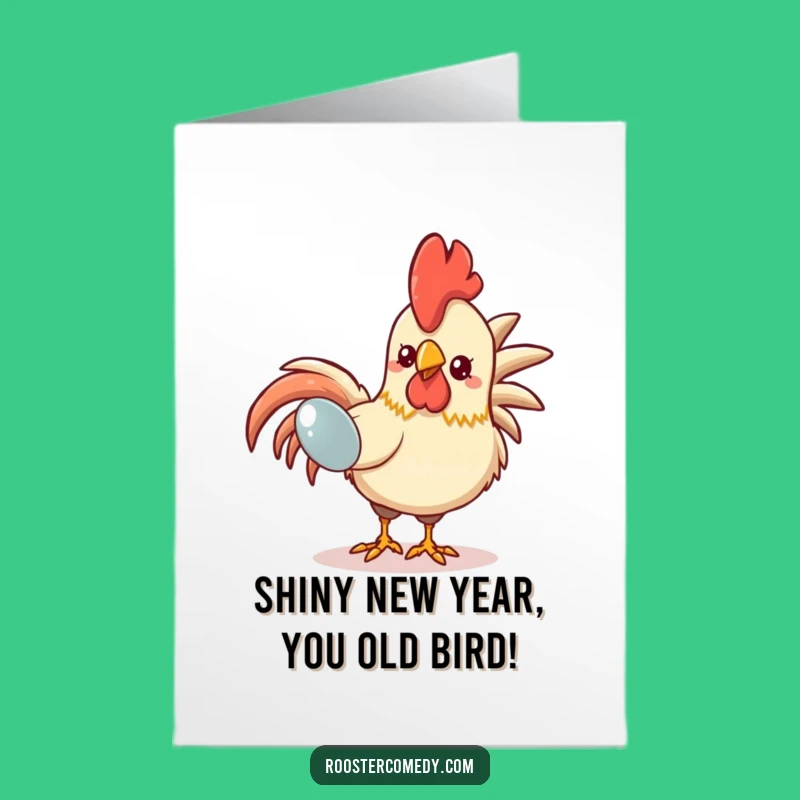 Free Printable Birthday Card: Funny Kawaii Rooster Pecking! Hilarious Downloadable Gift for Laughs.