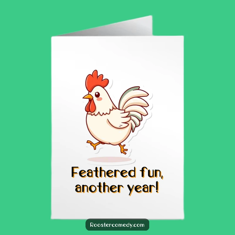 Free Printable Birthday Card: Kawaii Rooster Hop Funny Downloadable Greeting Gift