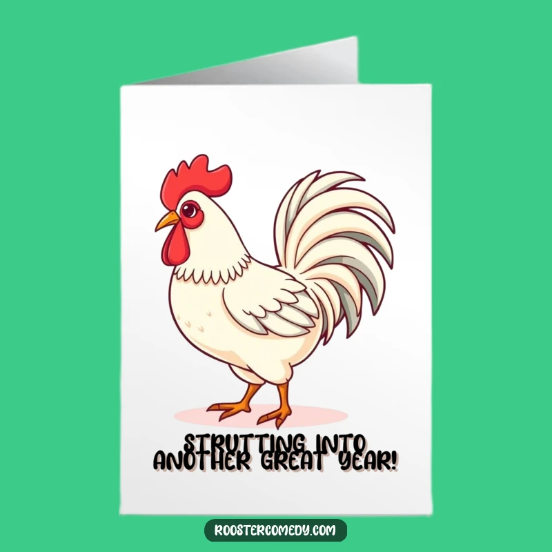 Free Printable Birthday Card: Proud Kawaii Rooster Funny Downloadable Gift