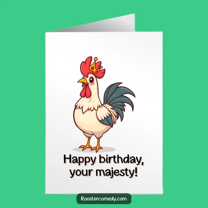 Free Printable Birthday Card: Royal Rooster Strutting, Funny Downloadable Gift
