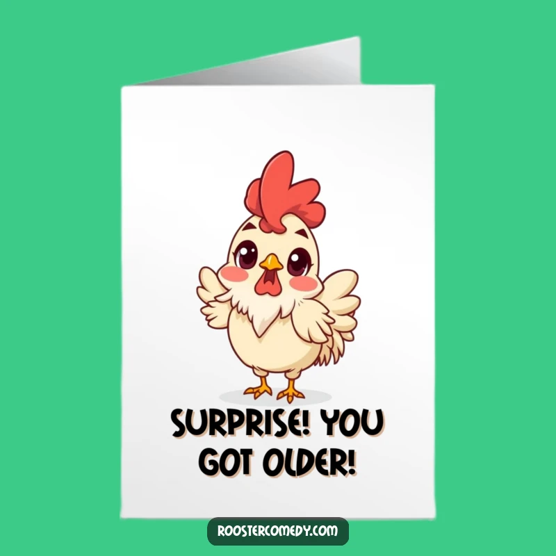 Free Printable Surprised Rooster Birthday Card: Shockingly Funny Birthday Greetings!