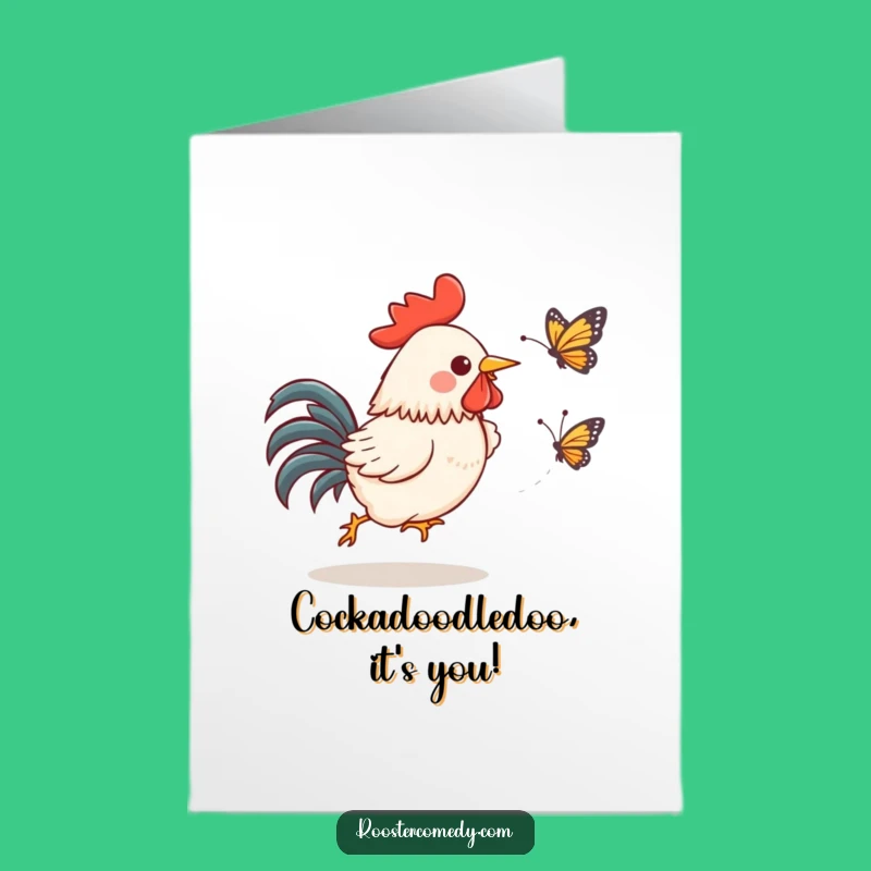 Funny Kawaii Rooster Birthday Card Free Printable: Glee-filled chase for a laugh!