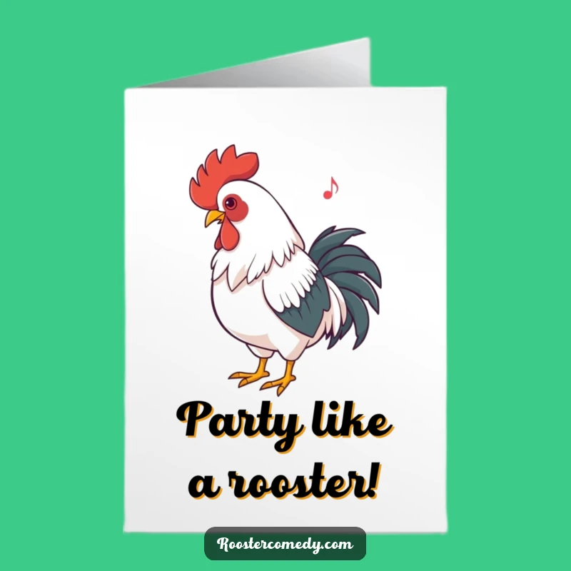 Groovy Rooster Free Printable Birthday Card: Dance to the Beat!