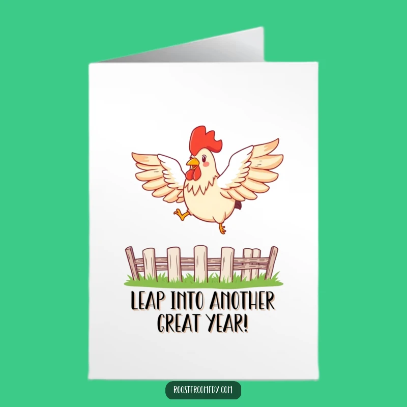 Free Printable Birthday Card: Leaping Rooster for an Energetic Celebration