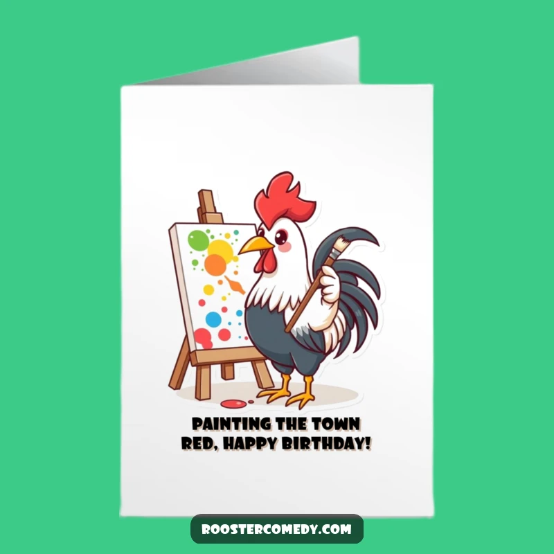 Free Printable Birthday Card: Artistic Rooster Splash - Creative Downloadable Gift!