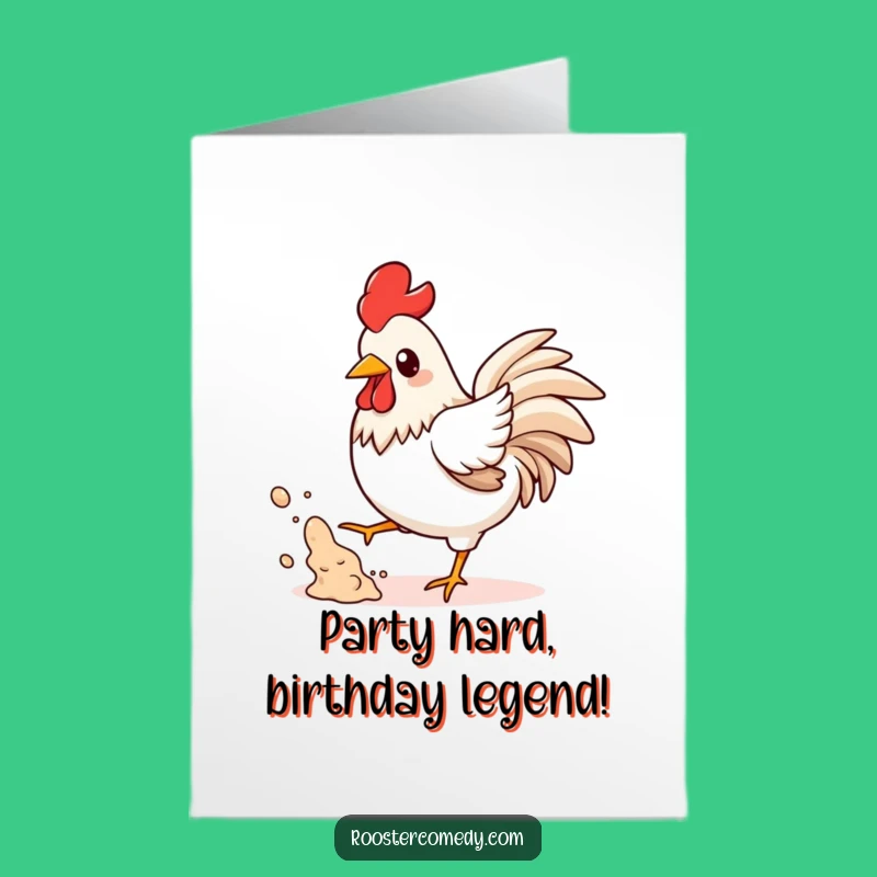 Free Printable Birthday Card: Playful Kawaii Rooster Dust - Hilarious Downloadable Gift