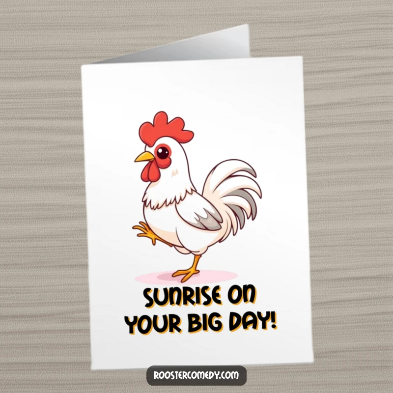 Funny Free Printable Birthday Card: A rooster taps its foot energetically, ready to sprint, bringing joy and laughter to your celebration.