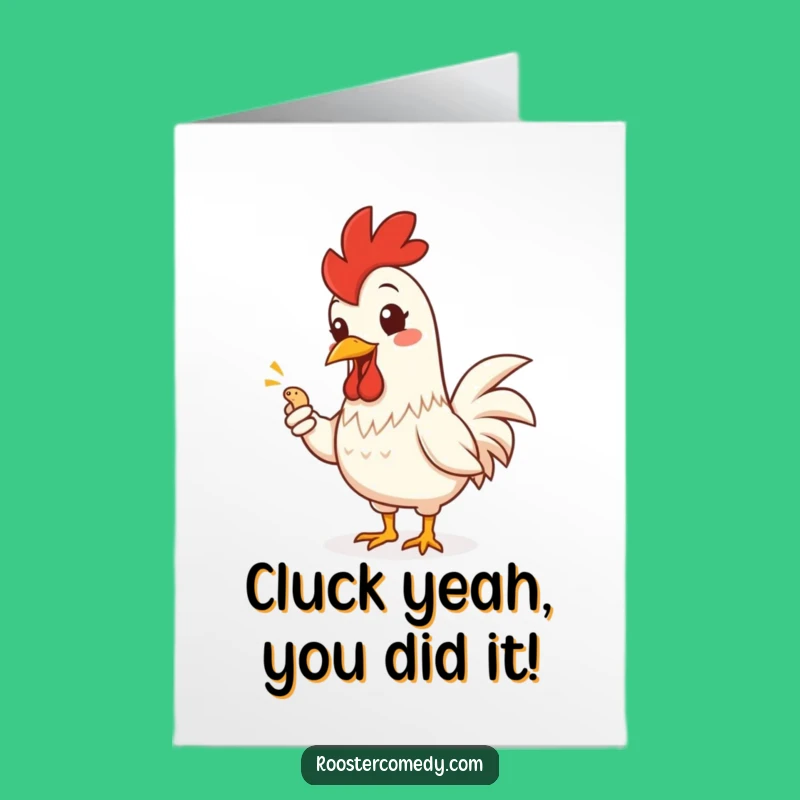 Free Printable Congrats Card: Cheerful Rooster Worm Surprise - Fun Downloadable & Print at Home!