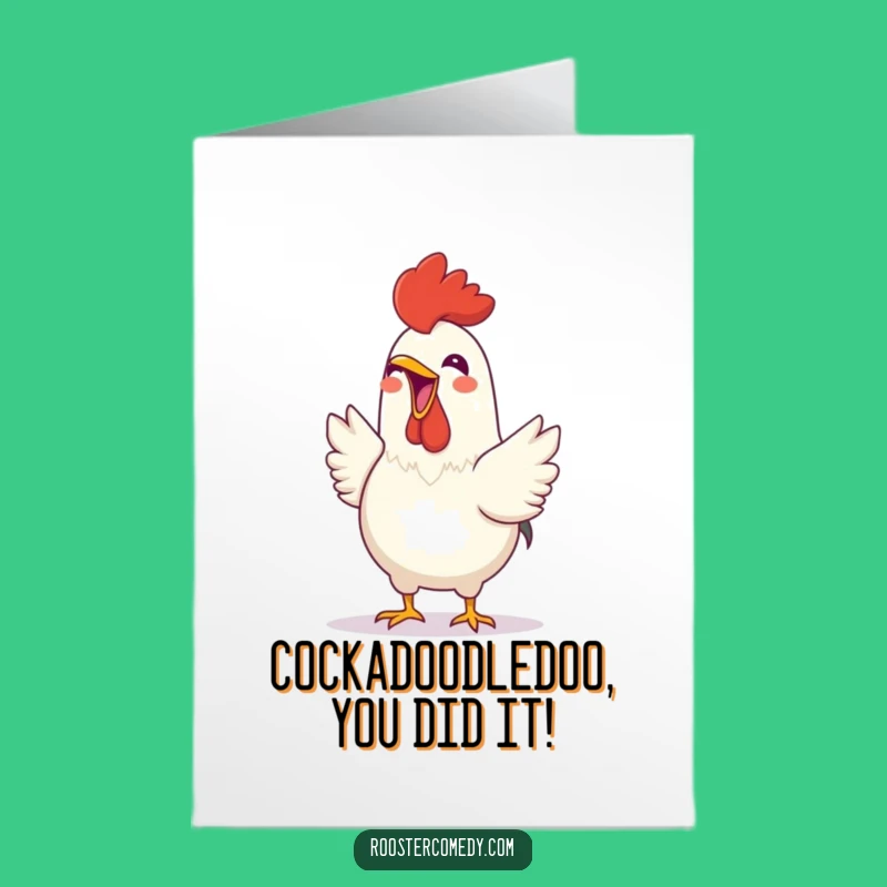Free Printable Joyful Rooster Congrats Card: Happy Crowing Bird Downloadable Gift