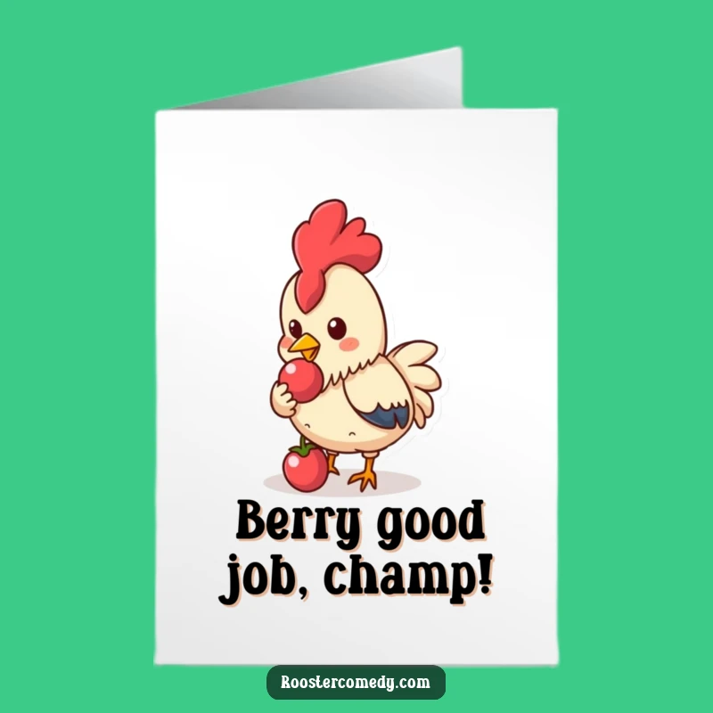 Congrats Free Printable: Kawaii Rooster's Berry Treat for Your Success!