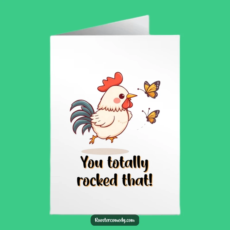 Congrats Free Printable: Kawaii Rooster's Joyful Chase for Your Big Wins!