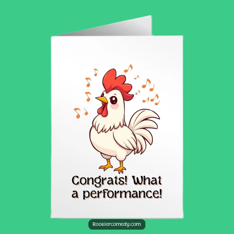 Free Printable Congrats Card: Singing Rooster Celebrates Your Victory