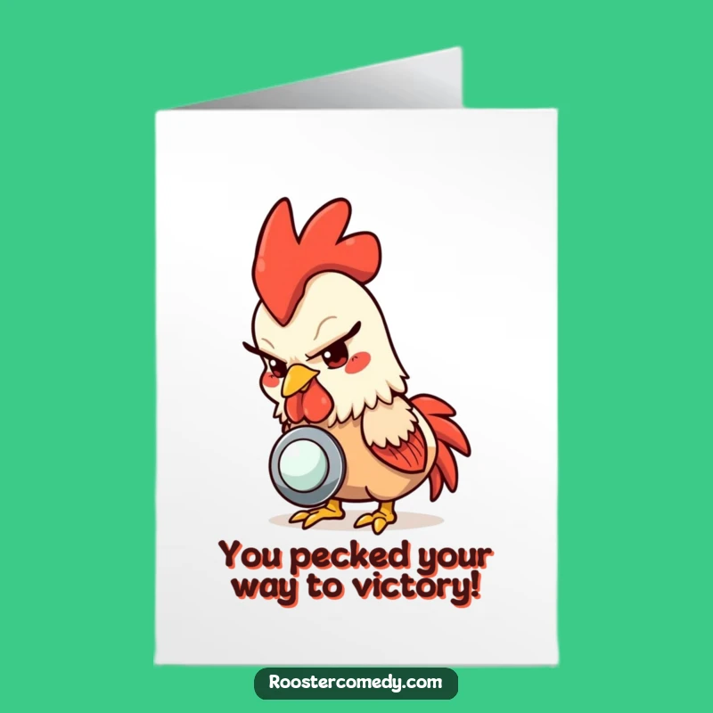Free Printable Congrats Card: Cheeky Rooster Pecking, Humorous Downloadable Gift