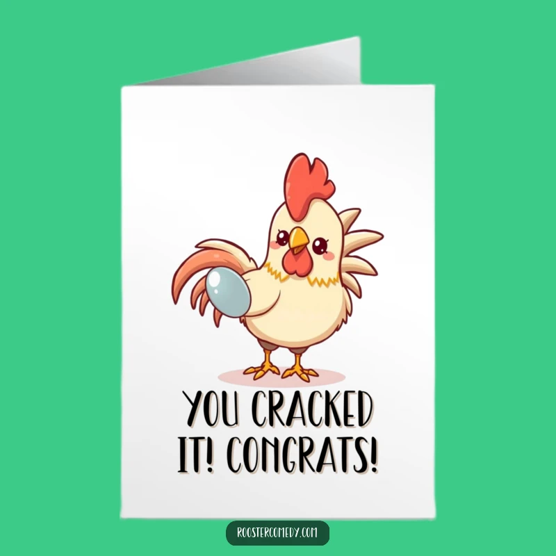 Free Printable Congrats Card: Funny Kawaii Rooster Pecking! Celebrate with a Laugh.