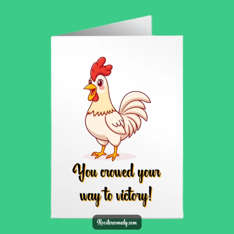 Free Printable Congrats Card: Proud Rooster's Cheerful Victory Crow!