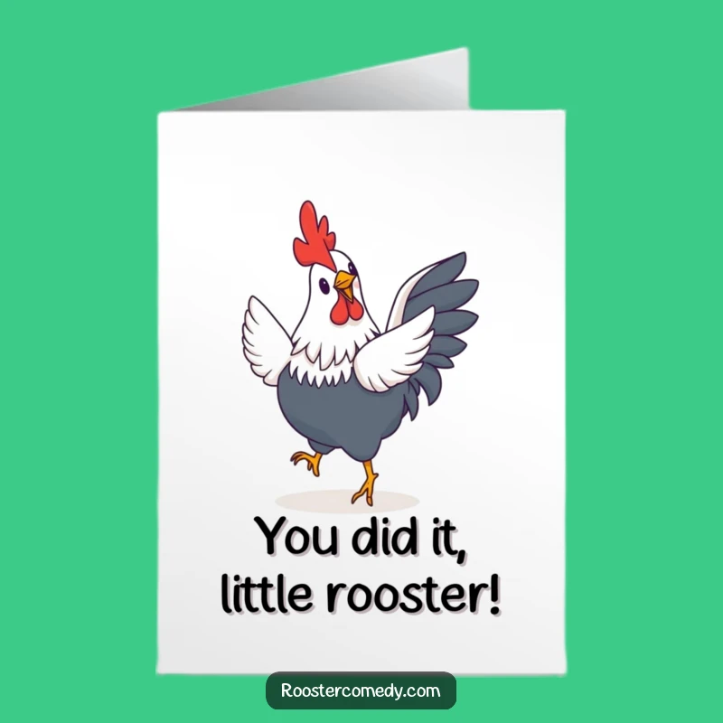 Free Printable Congrats Card: Tiny Winged Rooster Jig - Funny Downloadable Gift