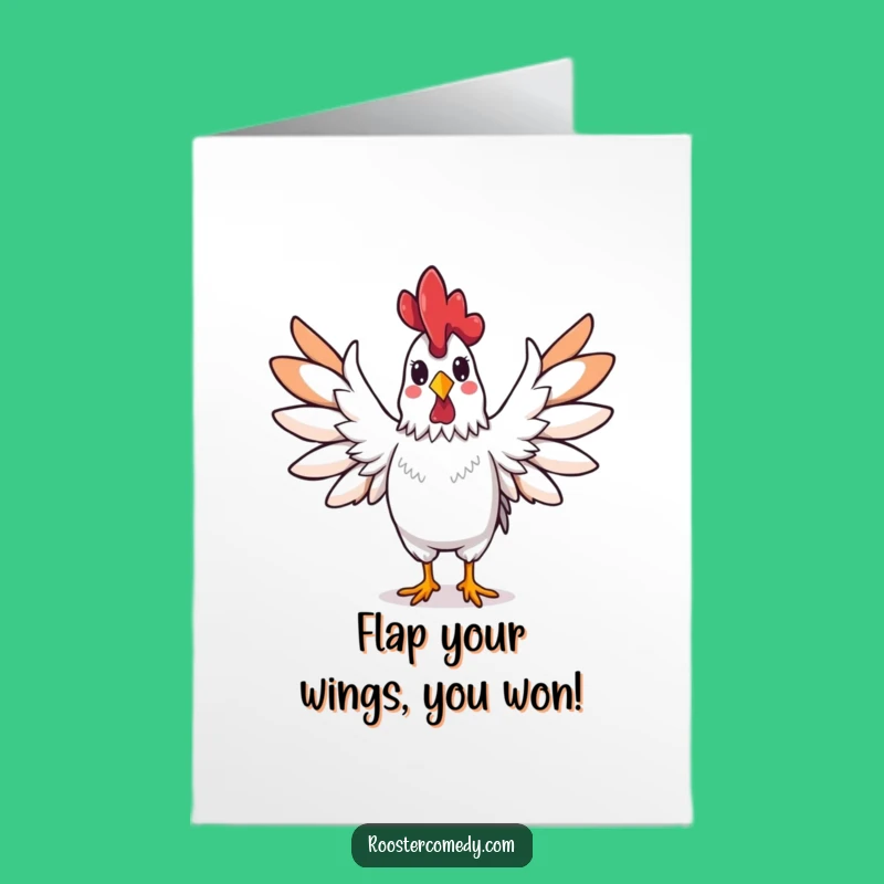 Free Printable Congrats Card: Victorious Rooster Wings, Perfect Downloadable Gift
